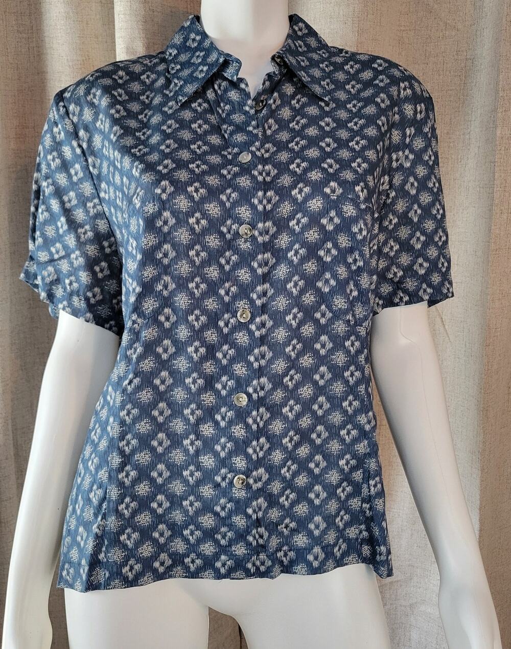 Pendleton KnockAbouts Short Sleeve Shirt Geometric Blue White Tailored Fit